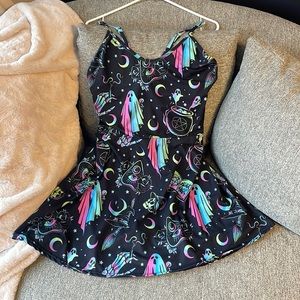 Too Fast Ghost Skater Dress Black and Neon
